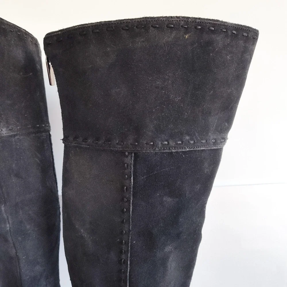 Women's Black Suede Over-the-Knee Boots